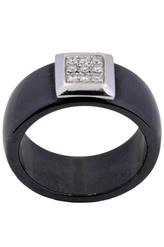Bague BAGUE MODERNE CÉRAMIQUE ET DIAMANTS 58 Facettes 051981