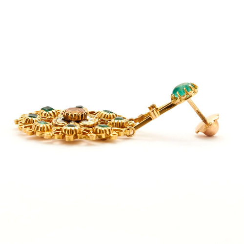 Boucles d'oreilles Pendants d'oreilles Rosaces Emeraudes Diamants 58 Facettes