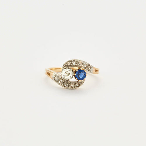 Bague 56 Bague Toi & Moi 2 Ors Diamant Saphir 58 Facettes 67/1