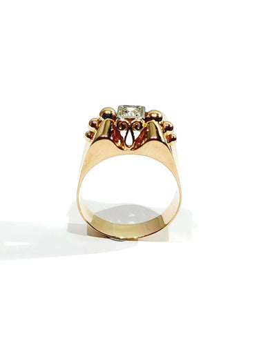 Bague 56 Bague Tank Or rose Saphir Blanc 58 Facettes