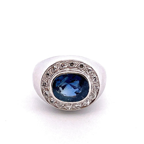 Bague 51 Chevalière  femme Or Saphir Diamants 58 Facettes