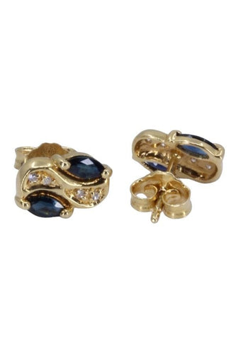 Boucles d'oreilles Boucles d'oreilles or jaune, saphirs et diamants 58 Facettes 081411
