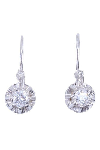 Boucles d'oreilles DORMEUSES ANCIENNES DIAMANTS 58 Facettes 078251