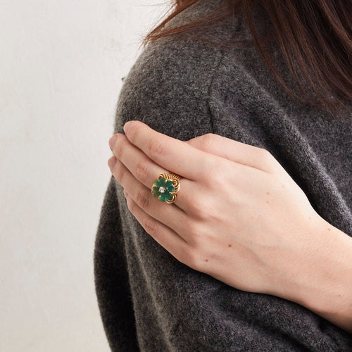 Bague 51 Bague Chrysoprase Diamant 58 Facettes 230492