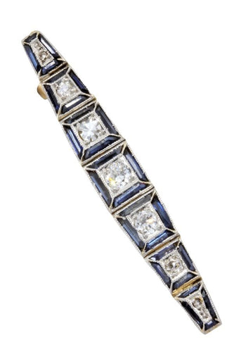 Broche BROCHE ART DÉCO SAPHIRS ET DIAMANTS 58 Facettes 056211