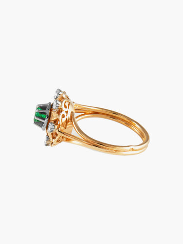 Bague 50 Bague Vintage 2 Ors Emeraude Diamants 58 Facettes
