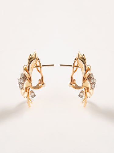 Boucles d'oreilles Clips forme fleur et diamants 58 Facettes