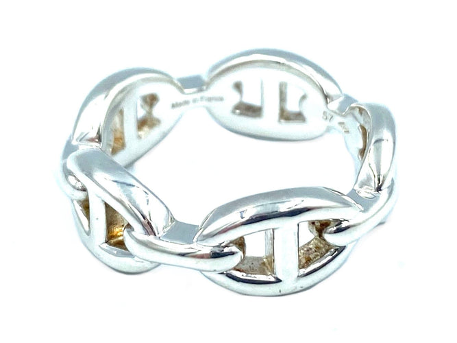 Bague HERMÈS. Bague Chaîne d’ancre déchaînée argent 58 Facettes