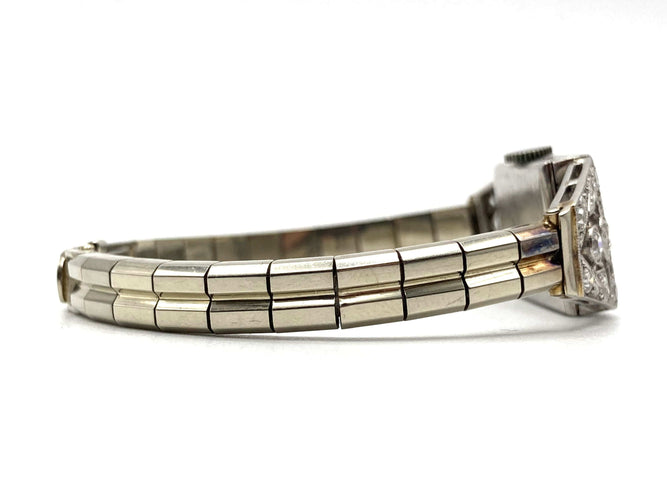 Montre Montre Art Déco platine & or blanc, diamants 2.44 cts 58 Facettes 07/07 - 16
