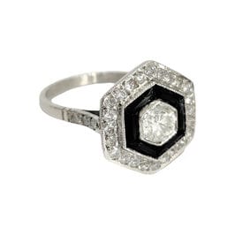 Bague 54.5 Bague Art Déco onyx et diamants 58 Facettes 1-1200/1