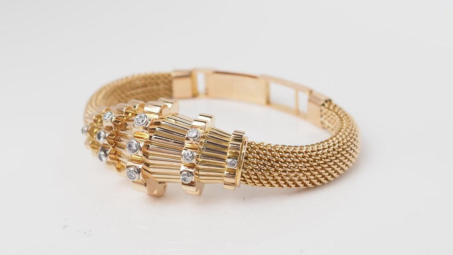 Bracelet 15.5/17cm Bracelet vintage en or jaune et diamants 58 Facettes 32442