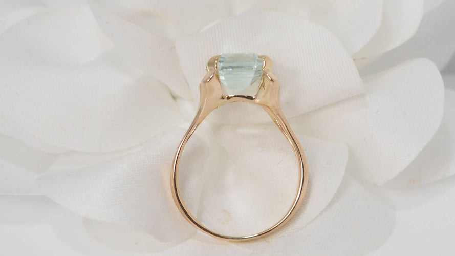 Bague Bague vintage or jaune et aigue-marine 58 Facettes 30982