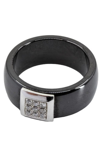 Bague BAGUE MODERNE CÉRAMIQUE ET DIAMANTS 58 Facettes 051981