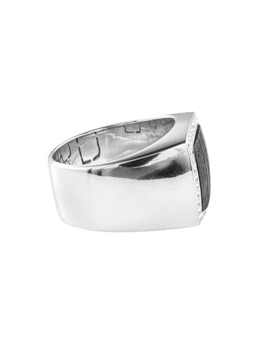 Bague Chevalière Chaumet Or Gris, Diamants et Ebène 58 Facettes