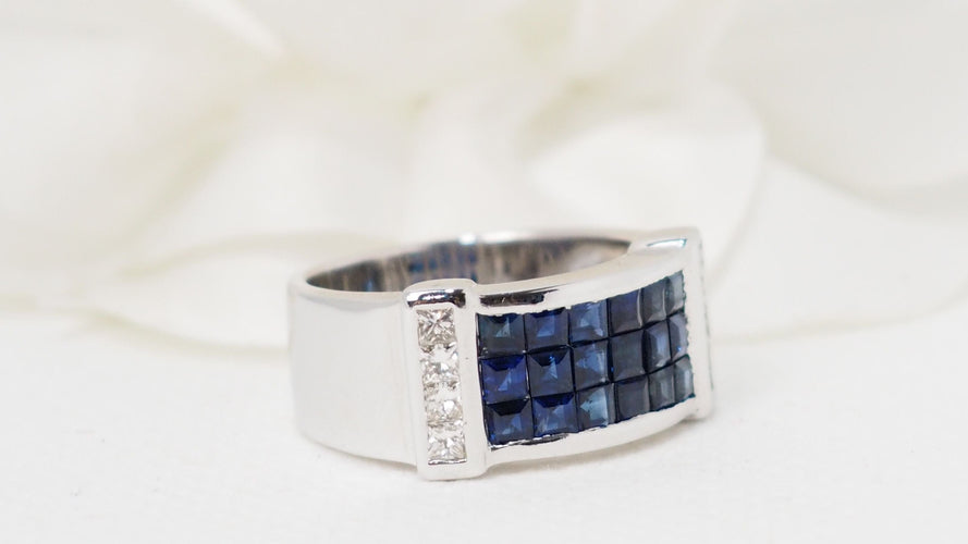 Bague 55 Bague bandeau saphirs diamants 58 Facettes 32390