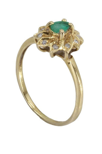 Bague 50 BAGUE MARGUERITE ÉMERAUDE ET DIAMANTS 58 Facettes 058711