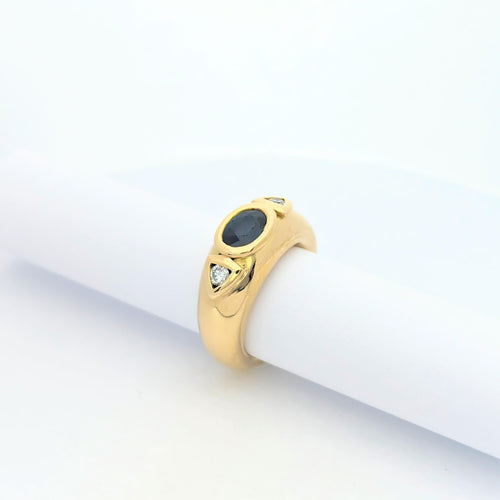 Bague Bague Jonc Or jaune Diamants Saphir 58 Facettes 27201