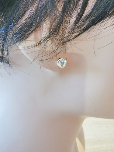 Boucles d'oreilles Boucles d'oreilles puces Aigue-marine 58 Facettes AA 1528