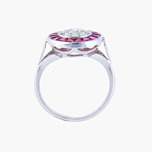 Bague Bague style Art Déco Diamants et Rubis 58 Facettes