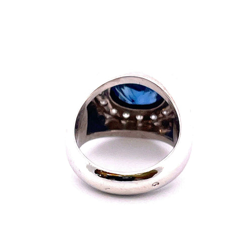 Bague Chevalière  femme Or Saphir Diamants 58 Facettes