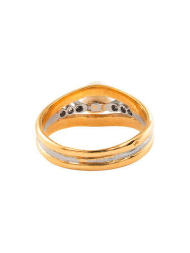 Bague 56.5 Bague Jonc Perle et Diamants 58 Facettes