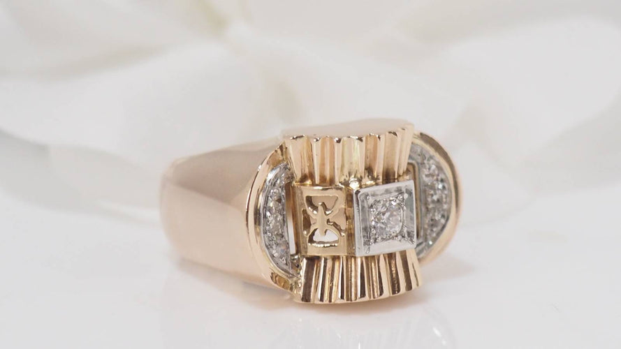 Bague Bague Tank en or jaune et diamants 58 Facettes 27144