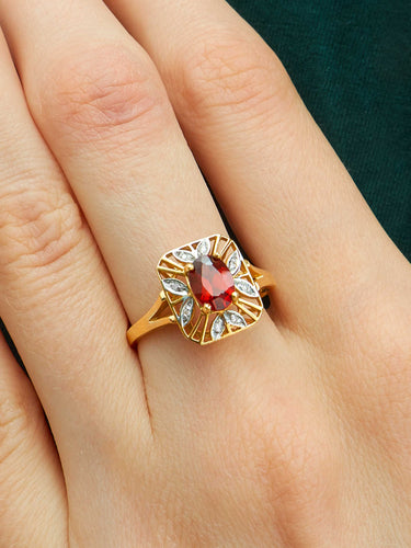 Bague Bague Marguerite Grenat et Diamants 58 Facettes ES3302A