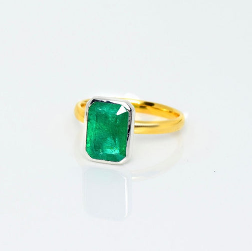 Bague Bague émeraude or jaune & blanc 58 Facettes
