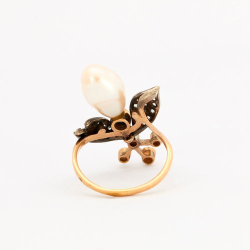 Bague 59 Bague Ancienne Abeille Perle diamants 58 Facettes