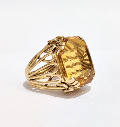 Bague 52 Bague années 60 or jaune et citrine 58 Facettes 1-873/3