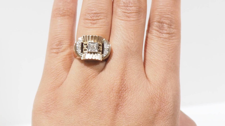 Bague Bague Tank en or jaune et diamants 58 Facettes 27144