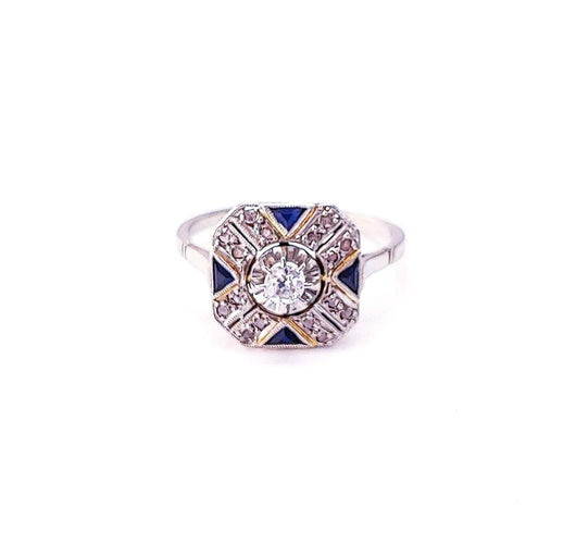 Bague 54 Bague Art Déco Platine Or jaune Diamants 58 Facettes Bag.Geom.ArtD758