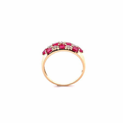 Bague Bague en Or jaune rubis & diamants 58 Facettes