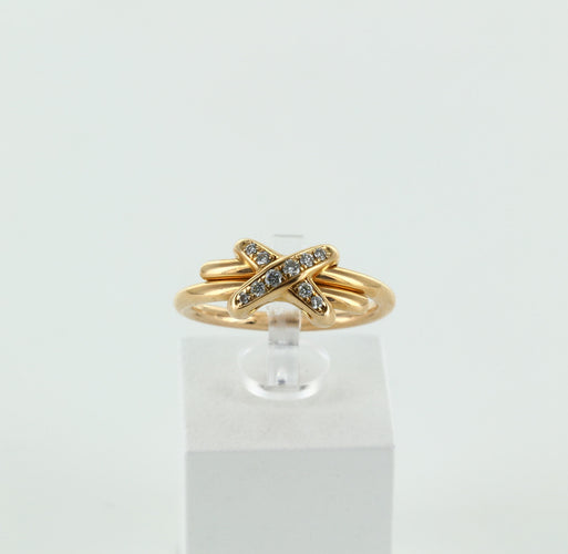 Bague Bague CHAUMET "Jeux de Liens" or rose et diamants 58 Facettes