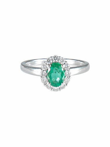 Bague 52 Bague Marguerite Emeraude et diamants 58 Facettes