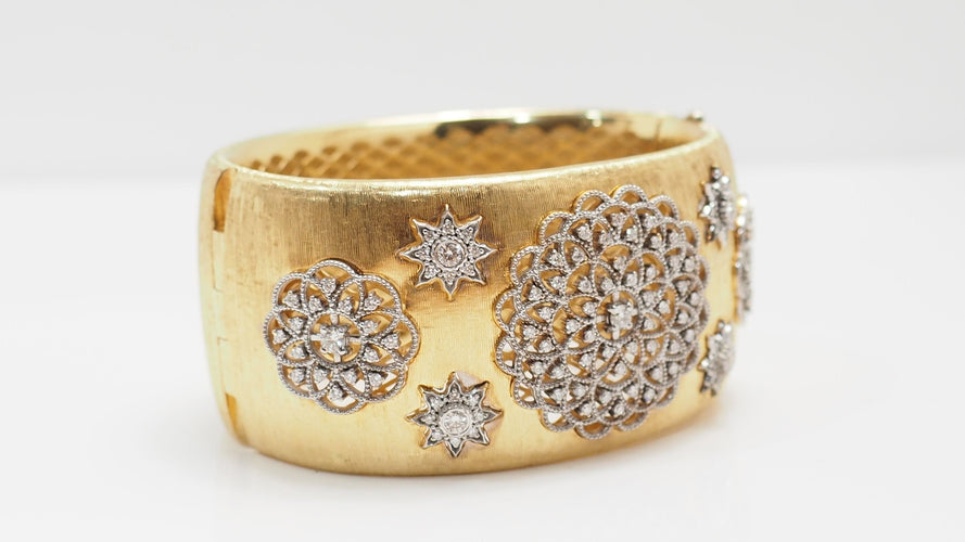 Bracelet 17cm Bracelet manchette or bicolore et diamants 58 Facettes 32265