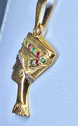 Pendentif Pendentif "profil égyptien" Rubis Emeraudes Diamants 58 Facettes AB187