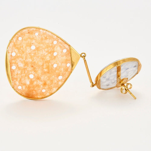 Boucles d'oreilles Boucles d'oreilles Agates sculptées blanches et orange 58 Facettes