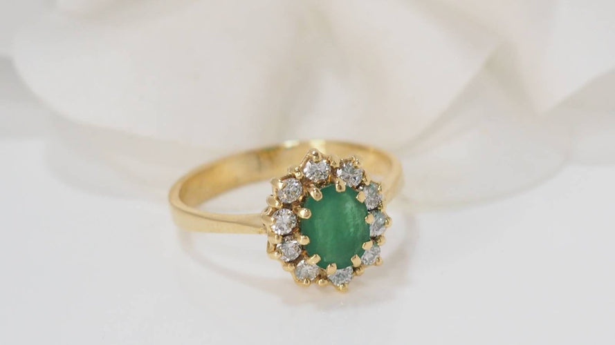 Bague 56 Bague marguerite or jaune émeraude et diamants 58 Facettes 31974