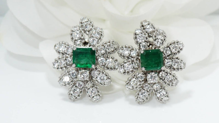 Boucles d'oreilles Boucles d'oreilles émeraudes et diamants 58 Facettes 30089