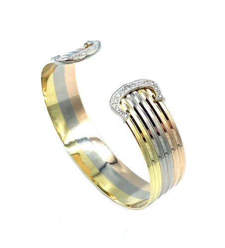 Bracelet CARTIER. Collection Double C, bracelet 3 ors et diamants 58 Facettes