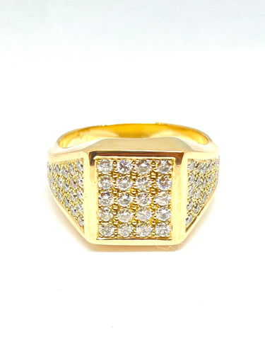 Bague Bague homme en or jaune et pavage de diamants 58 Facettes