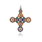 Pendentif Croix ancienne en argent et  Émaux Bressans 58 Facettes