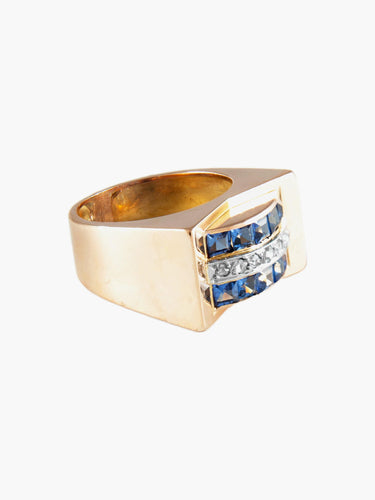 Bague Bague " Tank " Or Rose et Platine 58 Facettes