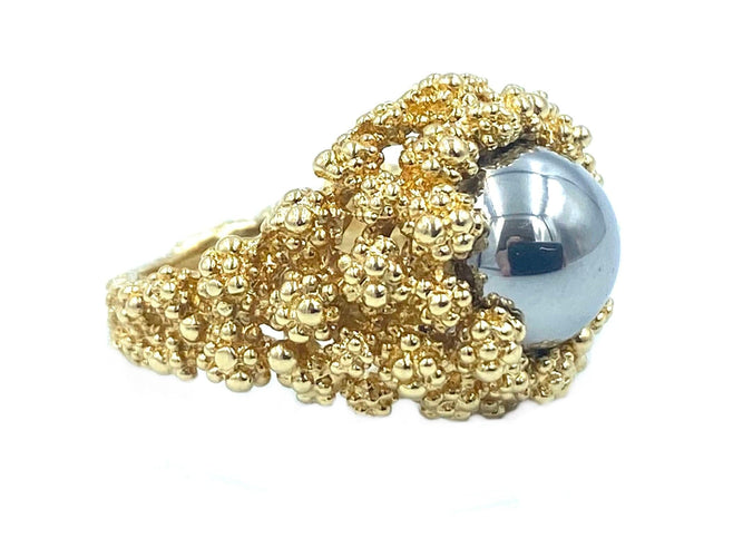 Bague GILBERT ALBERT. Bague or jaune et billes interchangeables 58 Facettes