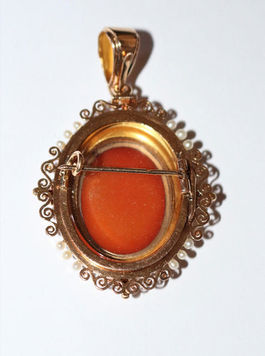 Broche Broche-Pendentif XIXe camée et perles 58 Facettes 459.1