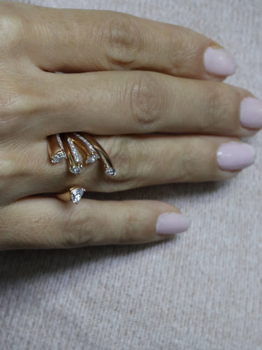 Bague 54 Bague toi & moi diamants fancy cut or jaune 58 Facettes P632