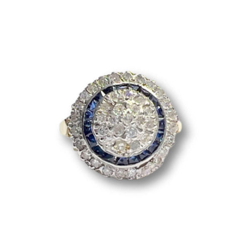 Bague 53 Bague de style Art Déco d'époque 1940-45 en platine, diamants et saphirs 58 Facettes Q214A (703)