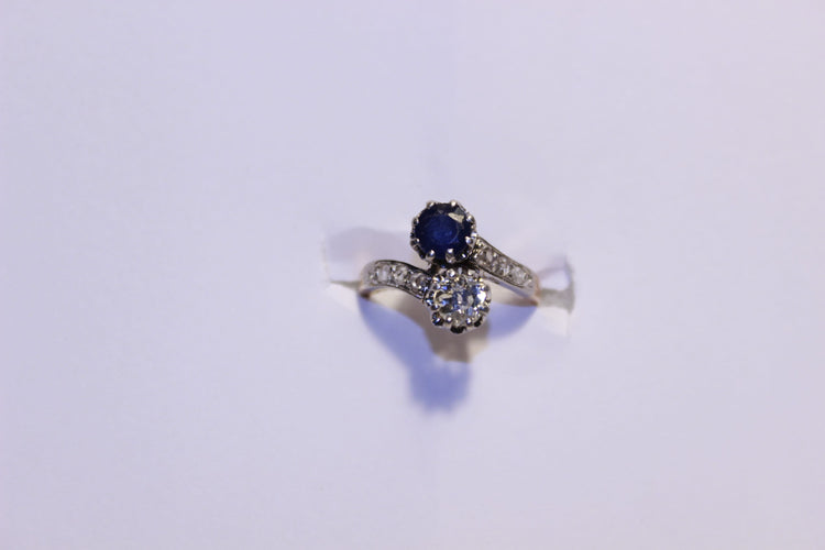 Bague 48 Bague Toi & Moi Diamant et Saphir 58 Facettes