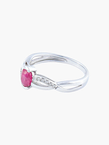 Bague 52 BAGUE OR BLANC RUBIS ET DIAMANTS 58 Facettes